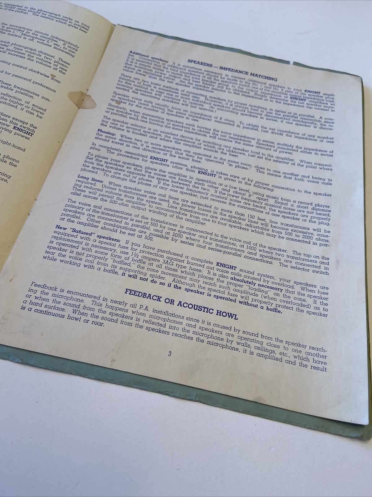 Knight Instructions For Integrated Sound Systems #D