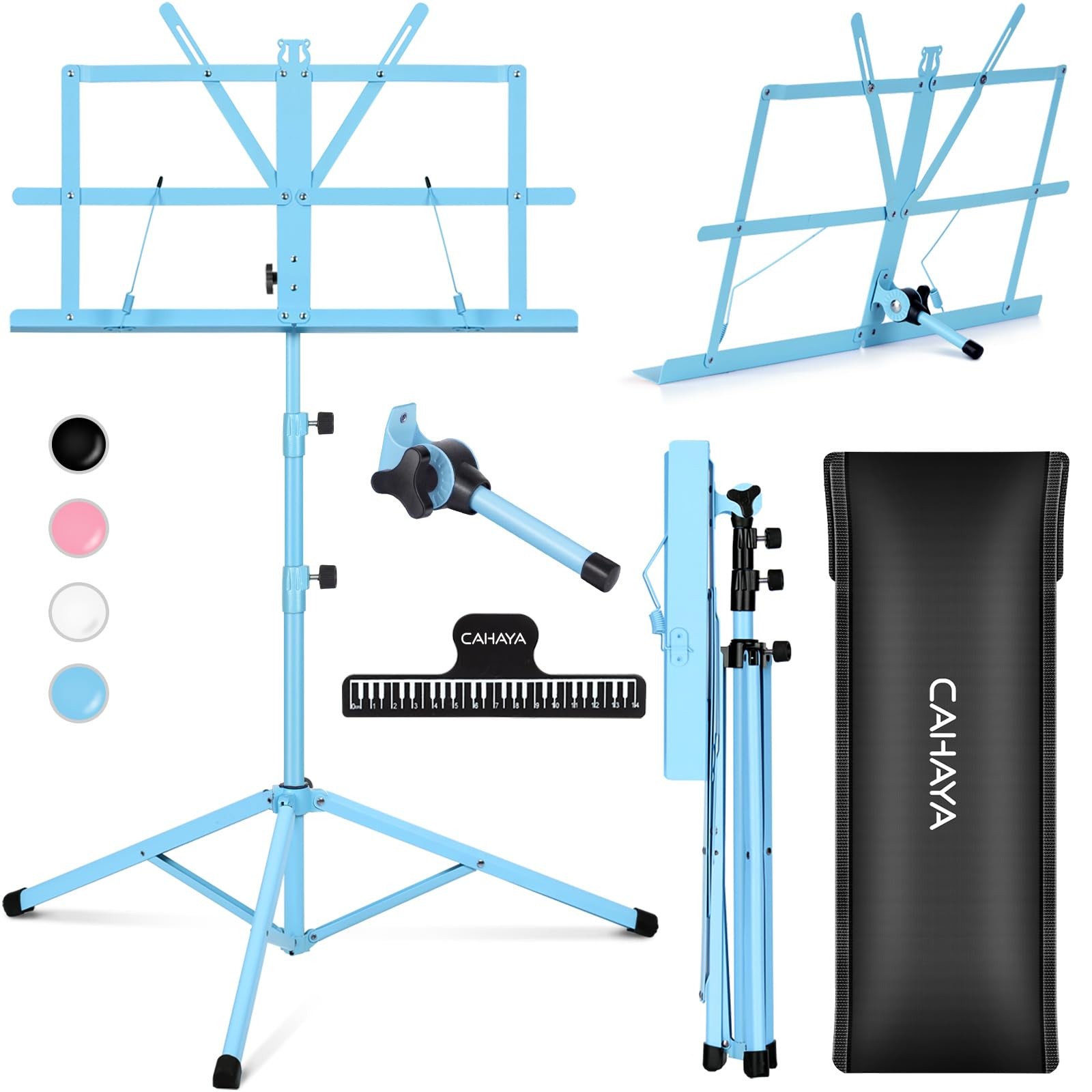 Portable Sheet Music Stand Dual Use Desktop Book Holder Folding 54.3 Inch Bag