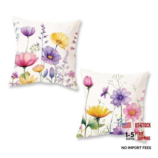 Spring Summer Pillow Covers 18x18 Inch Set of 2 18" x 18" (Pack of 2) Purple