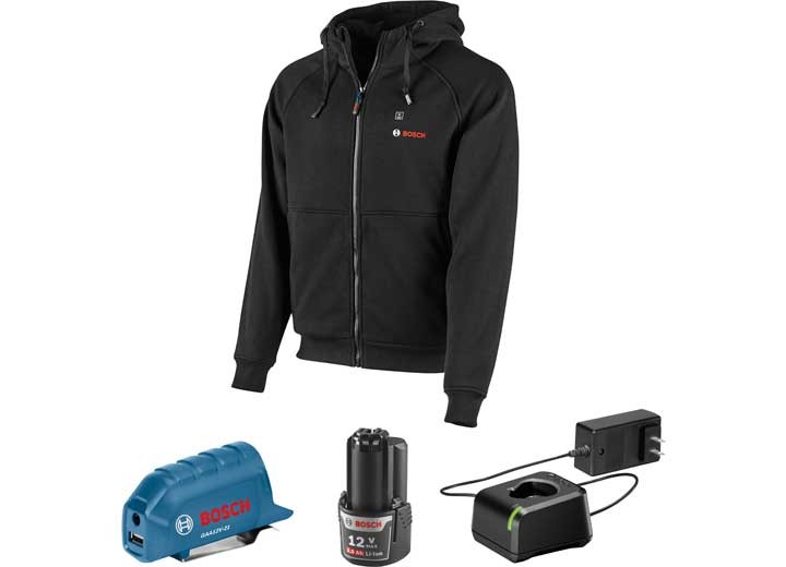 Bosch GHH12V-203XLN12 12V Max Heated Hoodie Kit w/Battery/Charger/Holster - 3XL