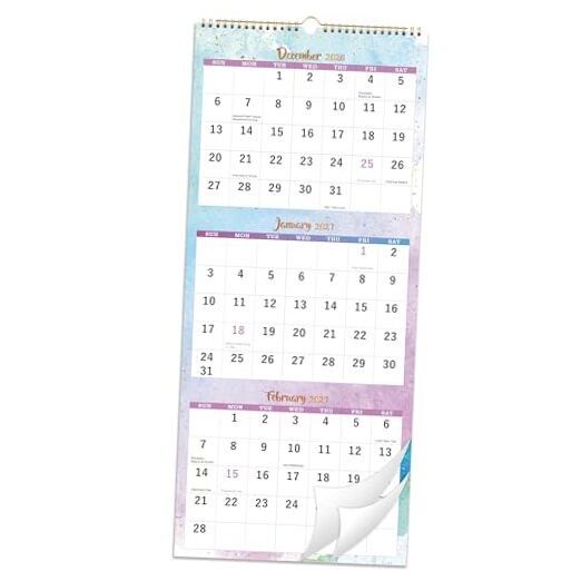 2027 Calendar - 3 Month Wall Calendar 2027 Display (Folded in a Month), Jan.