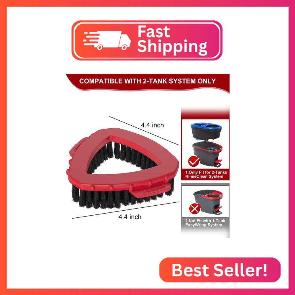 Replacement Scrub Brush for O-Cedar 2-Tank System, 4.4" Triangular Spin Mop Scru