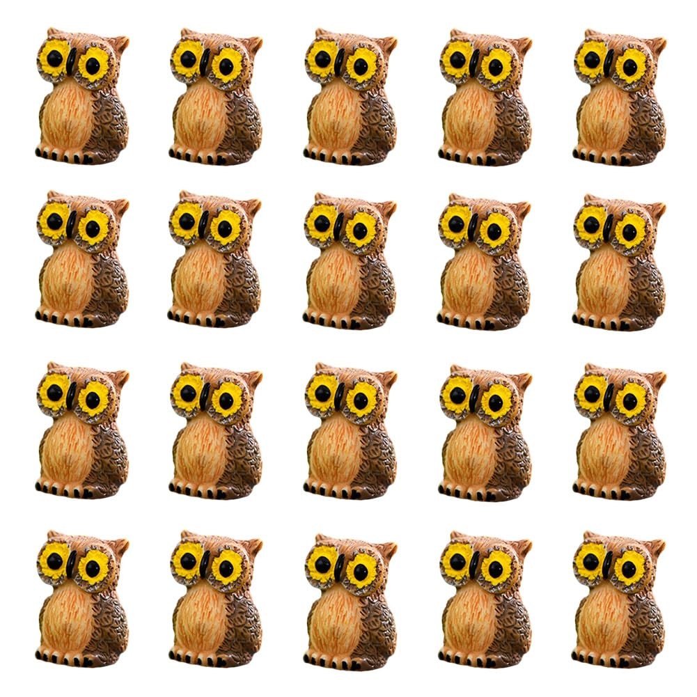 20pcs Miniature Owl Figurines Easter Cake Toppers, Mini Resin Owl Figurine DI...