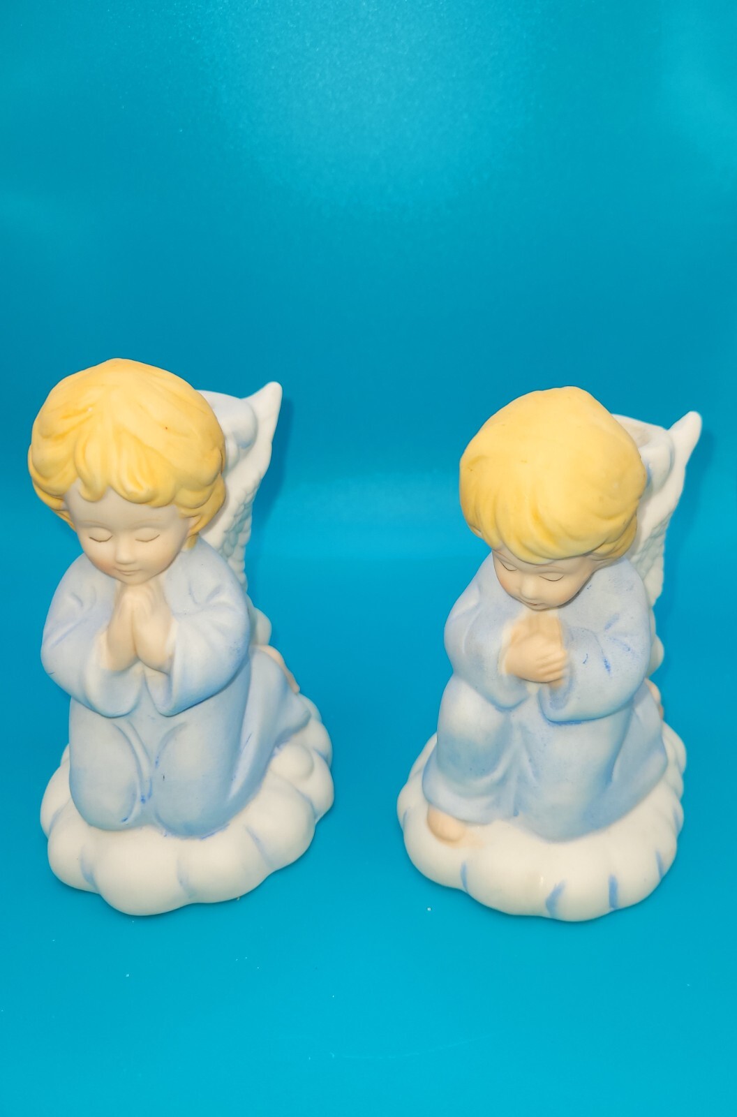 (2) Praying angels candle holders ~ taper ~ Taiwan ~ porcelain