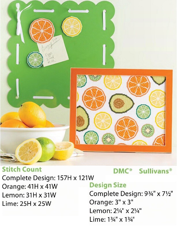 CITRUS MOTIFS  CROSS STITCH PATTERN ONLY   YD   SEQ