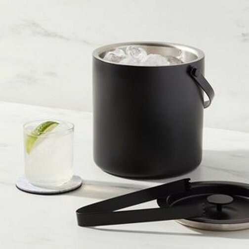 94oz Metal Ice Bucket Black Target Threshold Brand Stainless Steel with Tongs