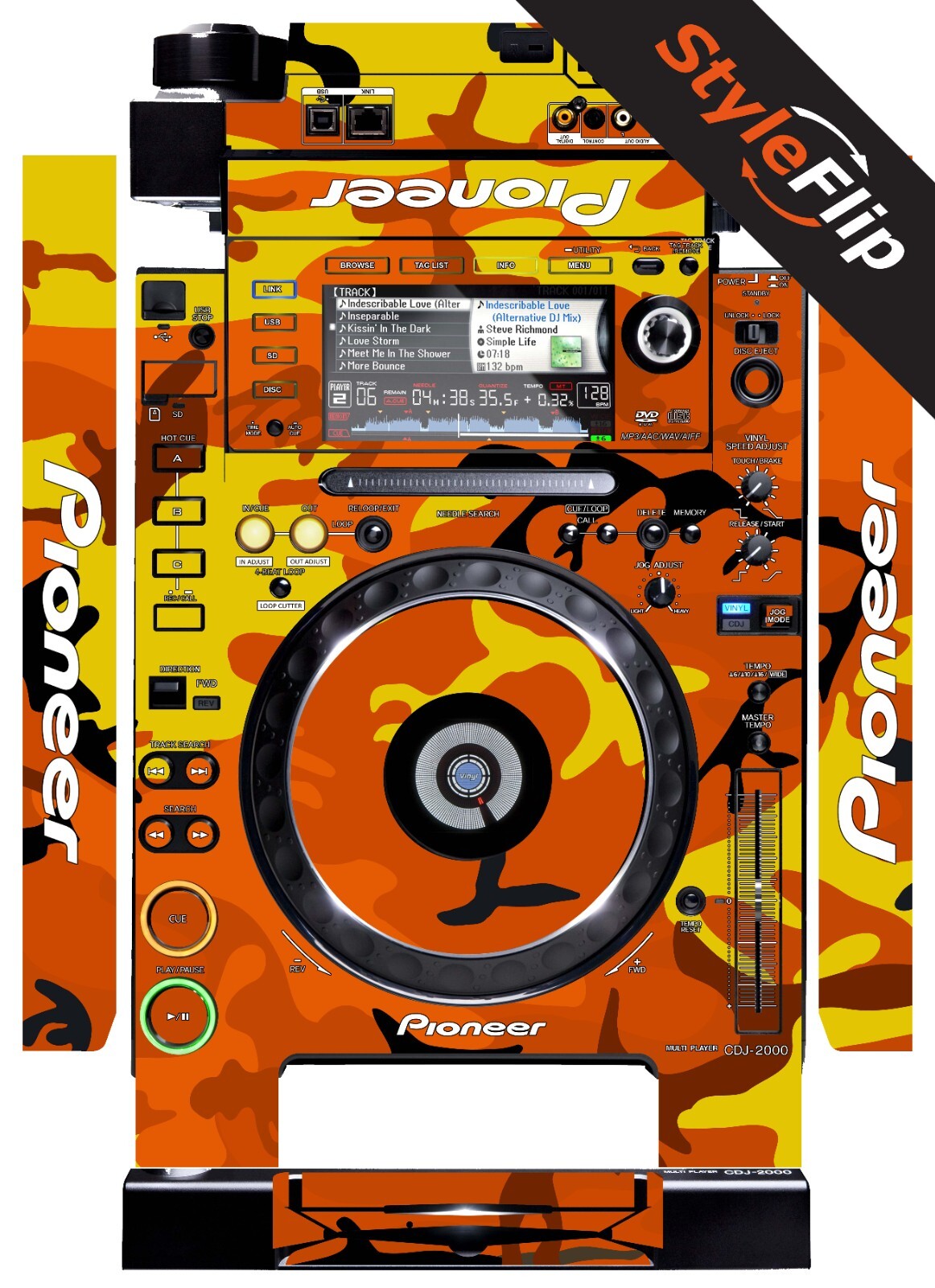 Pioneer CDJ-2000 Skin | Camo Orange | Protective Decal | StyleFlip Skins