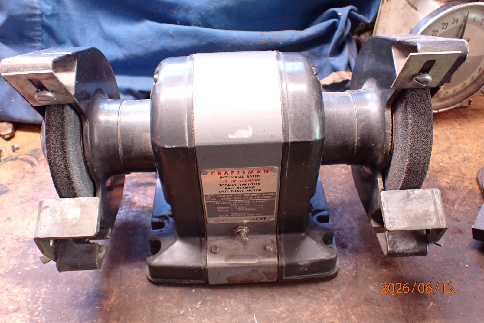 VINTAGE WORKING CRAFTSMAN 6" BENCH GRINDER