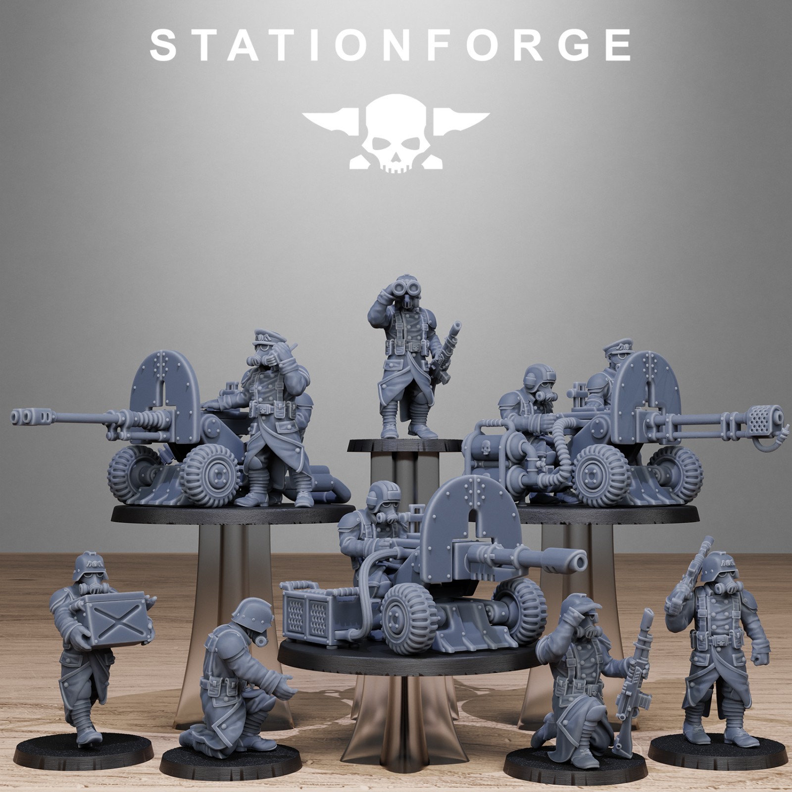 Grim Guard Heavy Weapon Teams 2.0 Grimdark 3D Printed Miniatures Station Forge