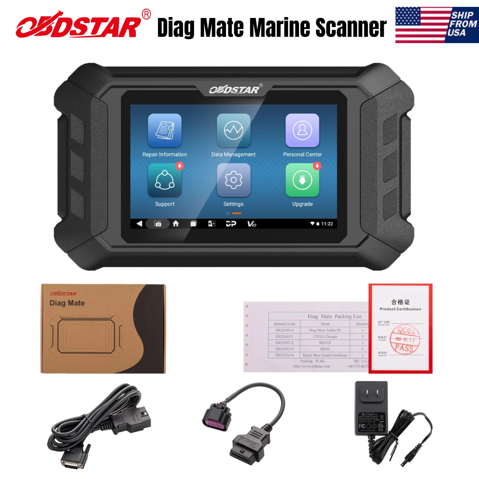 OBDSTAR Diag Mate Intelligent Marine Diagnostic &Code Reader Scanner Action Test