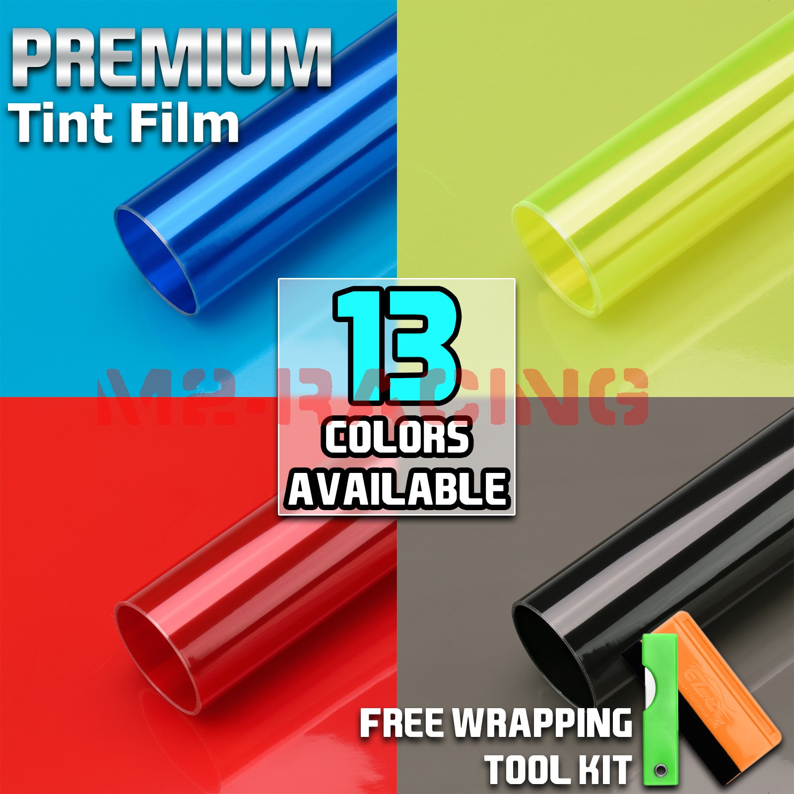 13 Colors Premium Glossy Headlights Taillight Fog Light Vinyl Sticker Tint Film