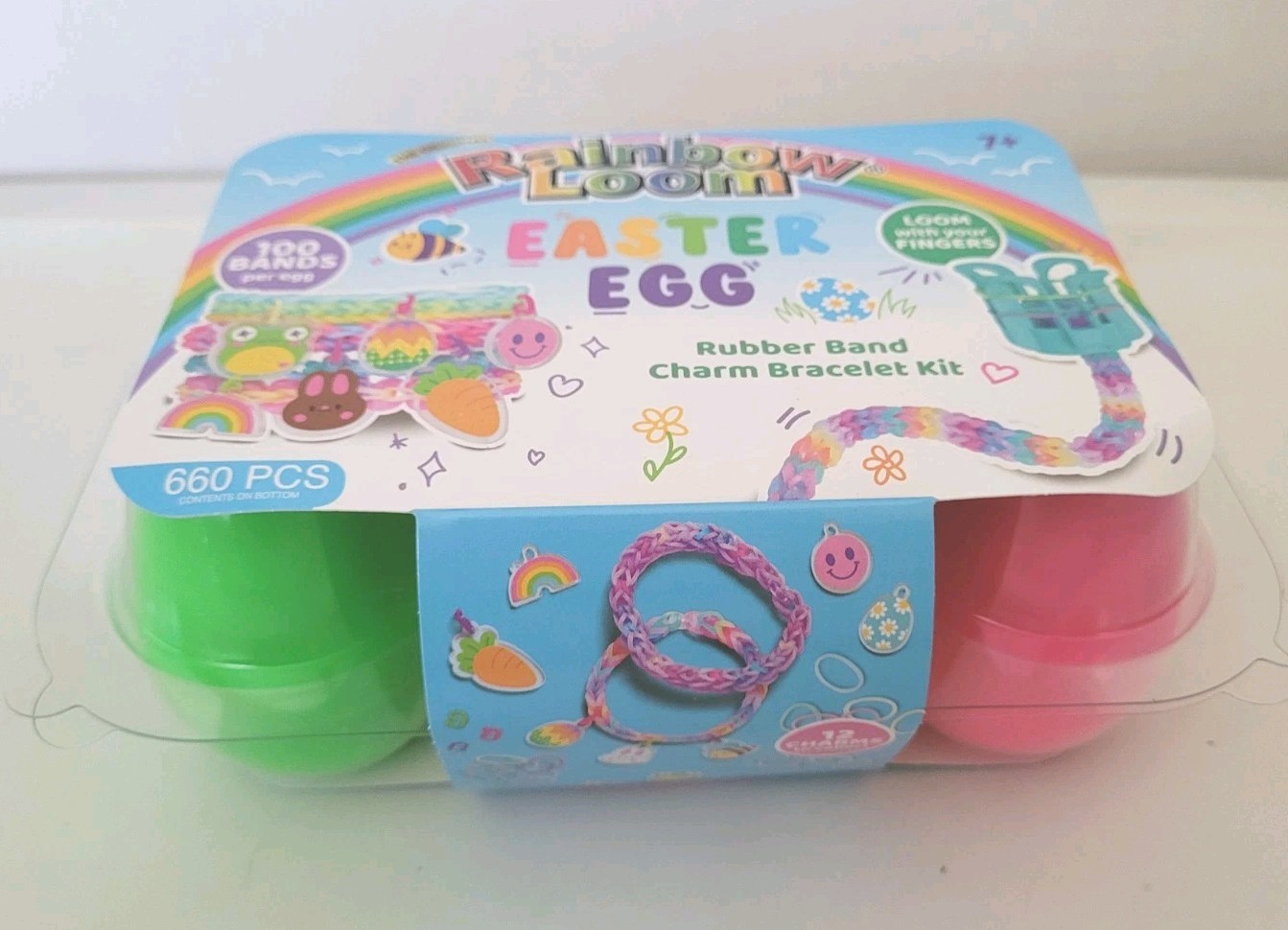 💥 Rainbow Loom Easter Egg Charm Bracelet Kit New Craft Set Maker Bands