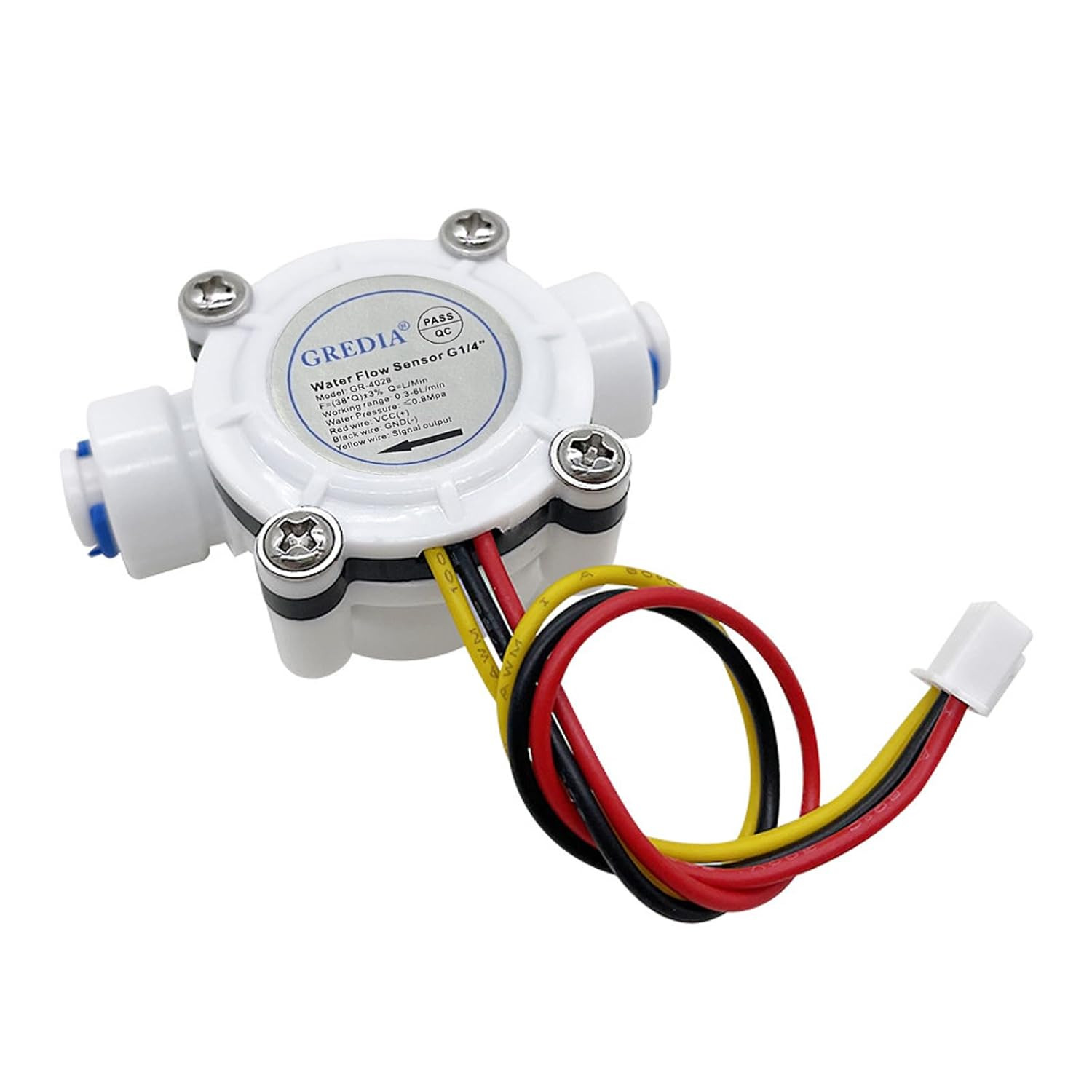 1/4" Quick Connect Water Flow Sensor Food-Grade Switch Hall Effect Flowmeter Flu