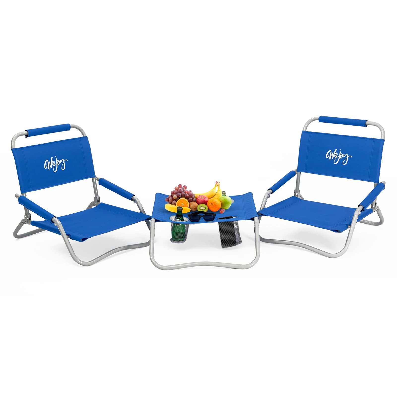#WEJOY 2 Beach Chairs and Table Set Lightweight & Folding Backpack Beach Chai...