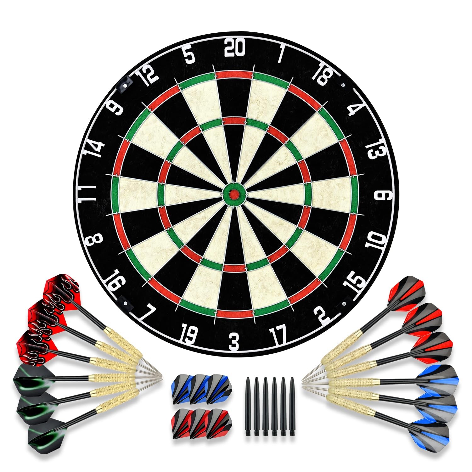 Dartboard with Staple-Free Bullseye Easily Recognizable Numbers 18g Steel Tip Da