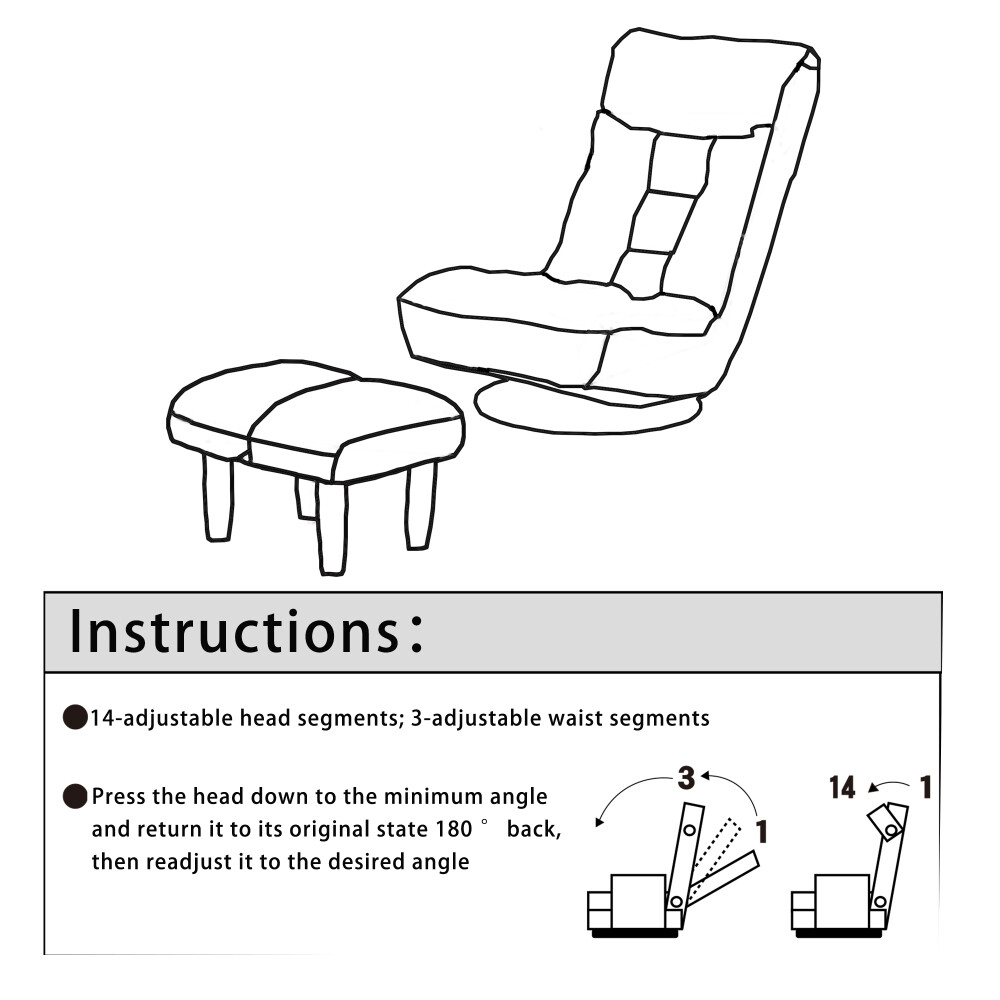 Adjustable Reclining Lounge Chair for Living Room, Balcony, or Tatami