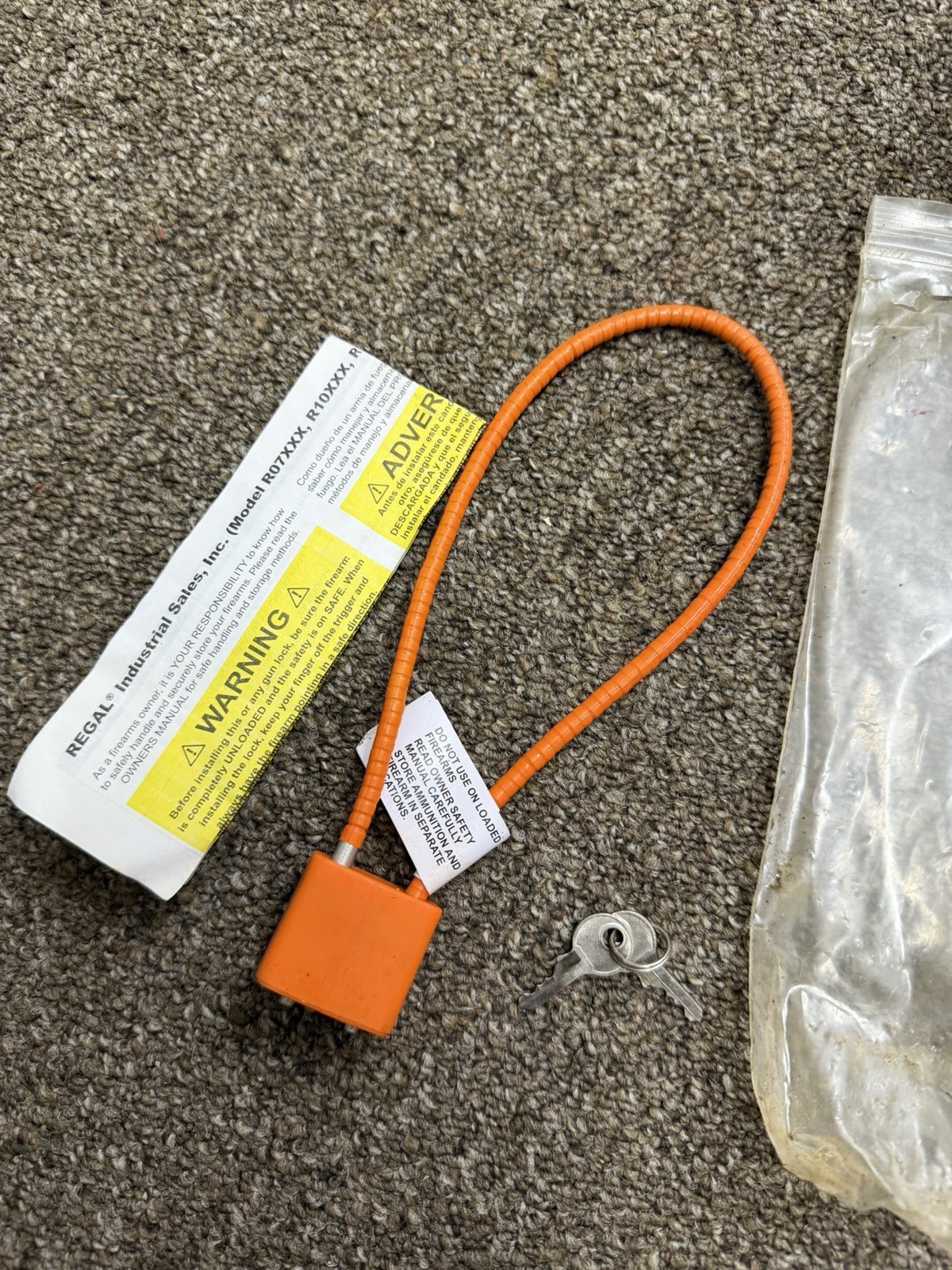 Gun Cable Locks with Keys, Regal Model R07XXX,R10XXX & R15XXX SKU:Q