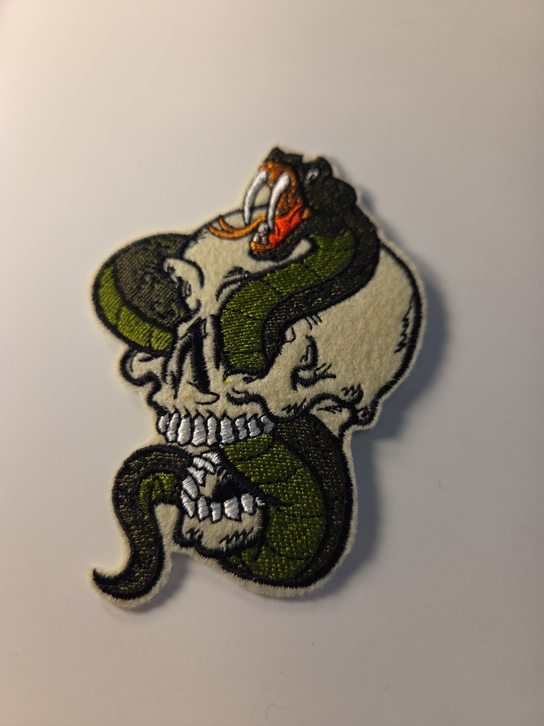 Snake & Skull - Embroidered Patch / Iron On Embroidery