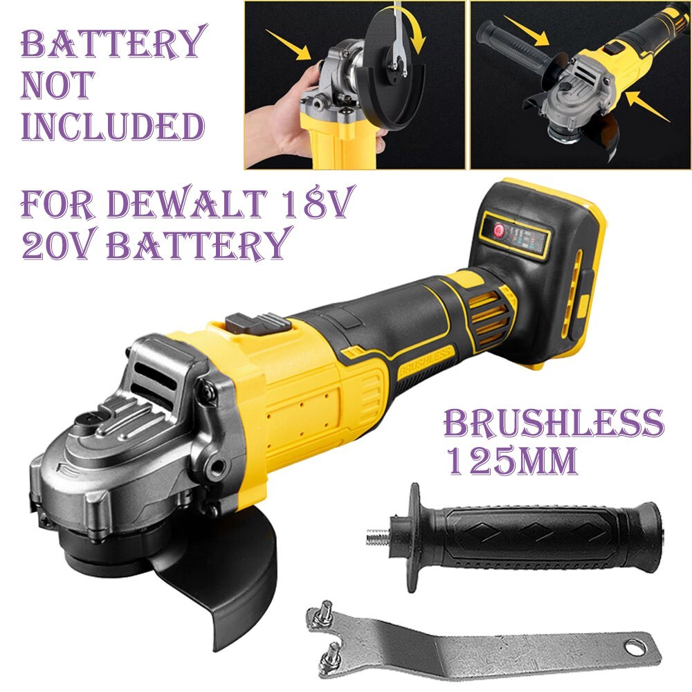 125mm Brushless Cordless Angle Grinder Efficient for Dewalt 18V 20V DCB Battery