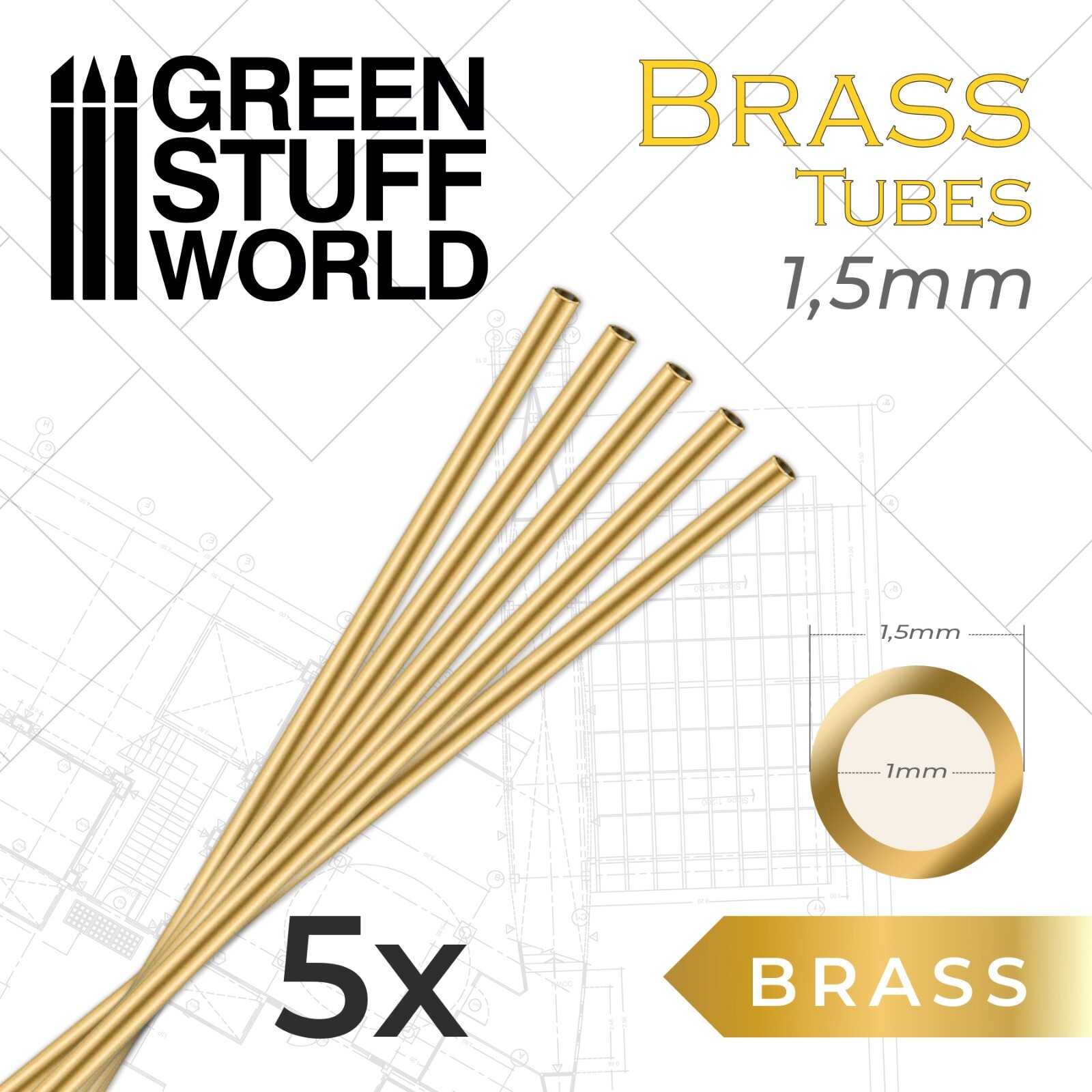 5x Brass Tubes 1.5mm - Pinning Sculpting Model Making Miniatures bases