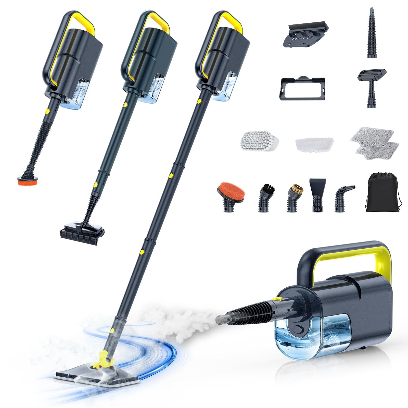 10-in-1 Steam Mop with Detachable Handheld Steamer,350ml Tank, 10s Heat-Up, 2...