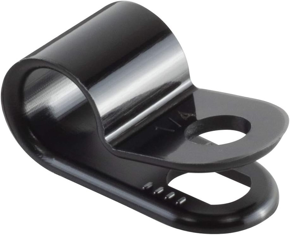 Black Nylon Plastic Cable Clamps, 1/4" Screw Mounts for Cable, Rope, Tube Man...