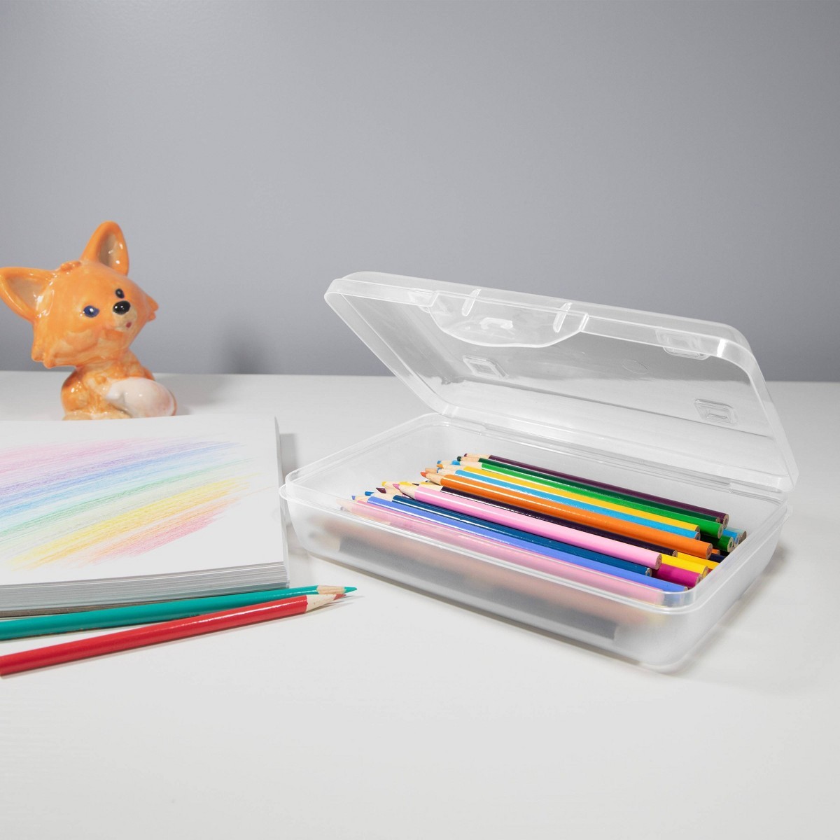 Sterilite Flat Top Pencil Box Clear