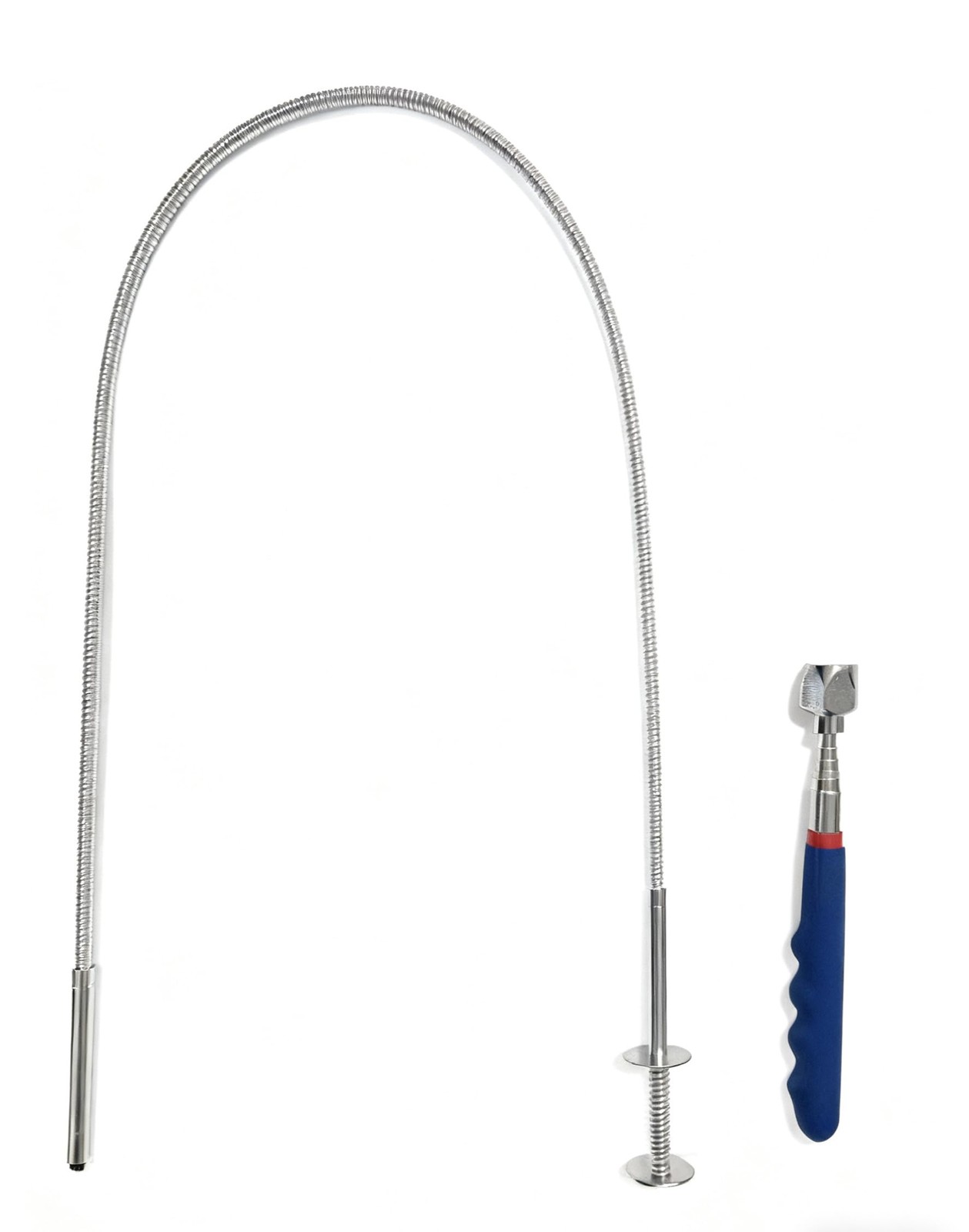2-Piece Magnetic Pickup Tool Set — 36in Flexible Claw One Size, Silver