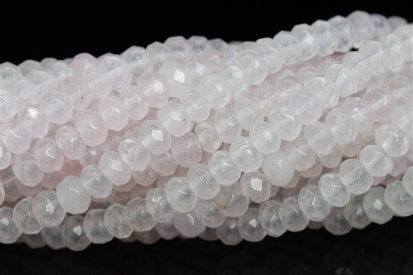 4x3MM Natural Faint Pink Jade Beads Grade AAA Faceted Rondelle Loose Beads