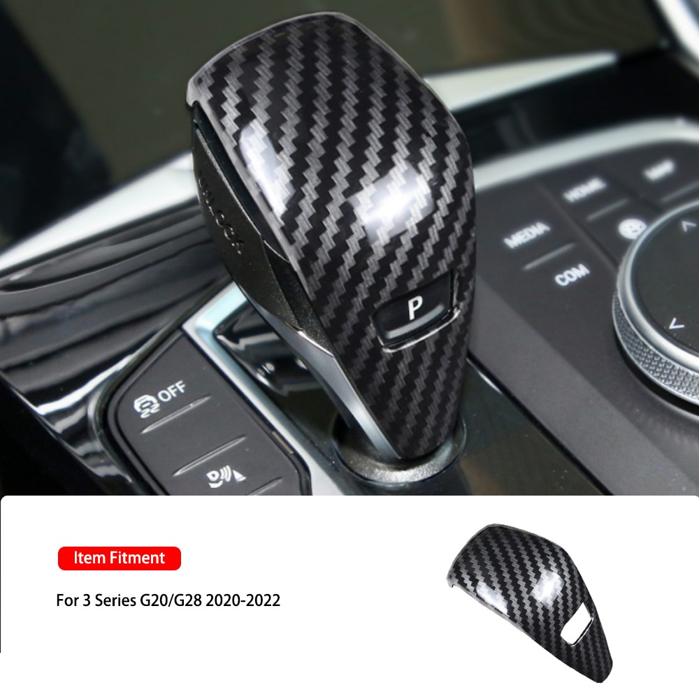 Black Carbon Fiber Gear Shift Knob Cover for BMW 3 Series G20 G28 2020-2022