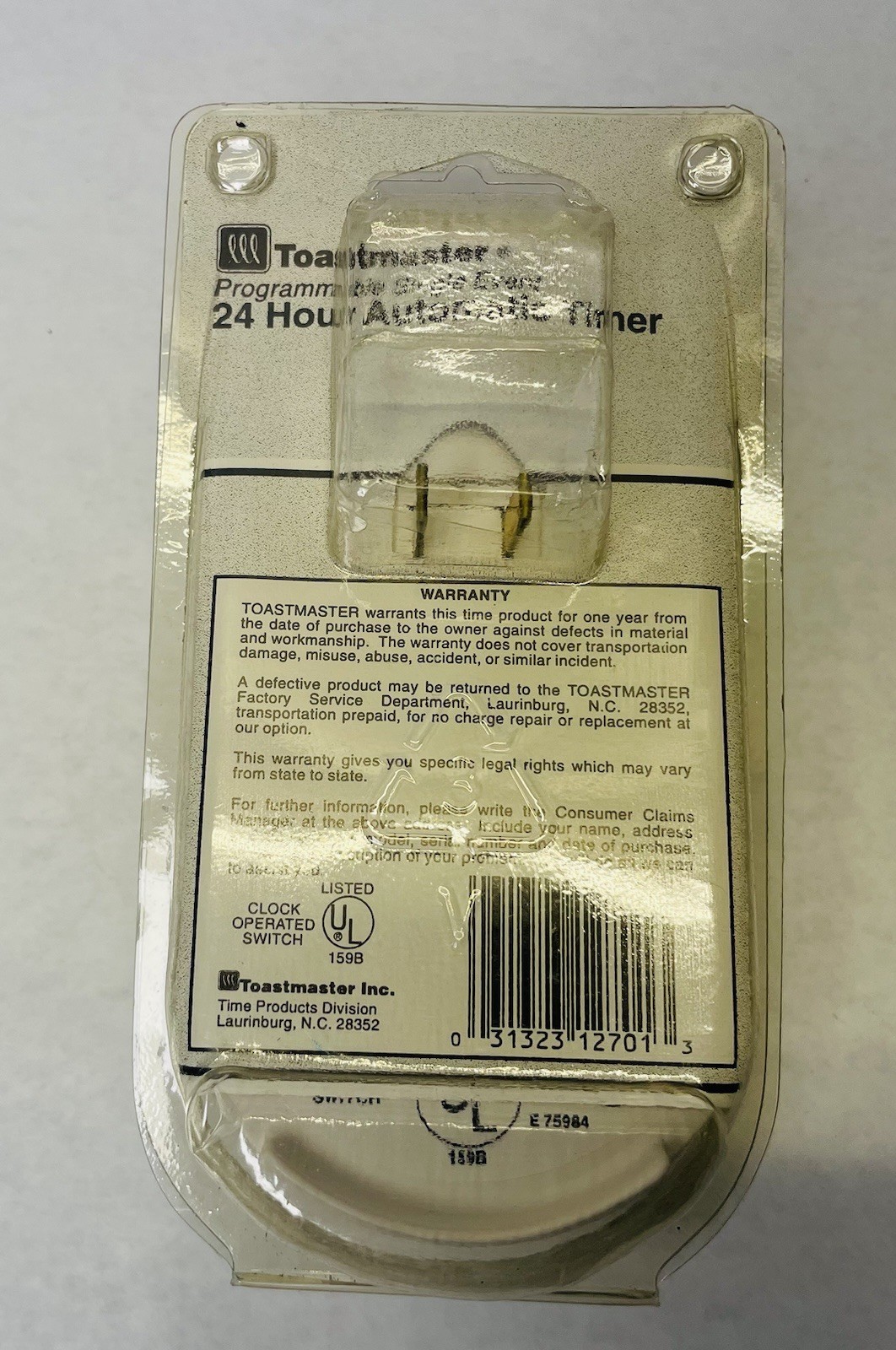 Toastmaster Single Setting Lamp, Appliance & Security Timer # 12-701 New White