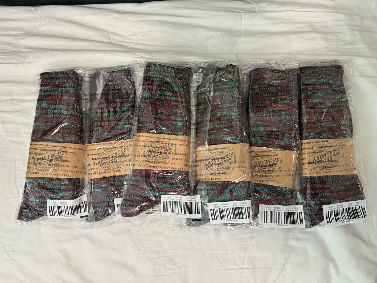 Anonymous Ism Cotton Socks 6 Pairs Made In Japan NWT