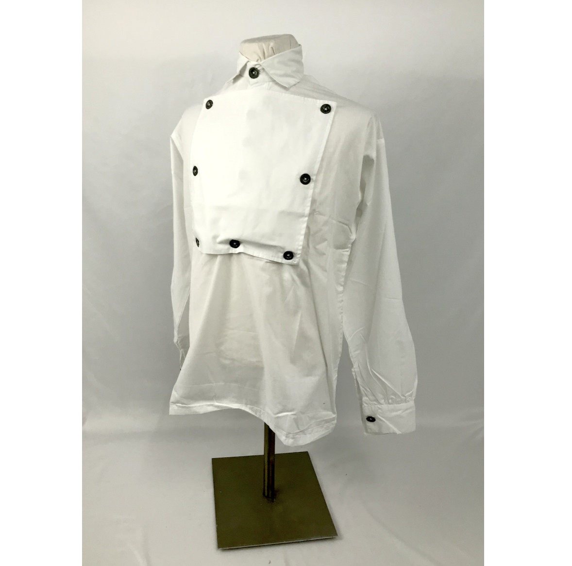 White Bib Front Firemans Shirt Metal Button- Reenactment, Civil War - Size Small