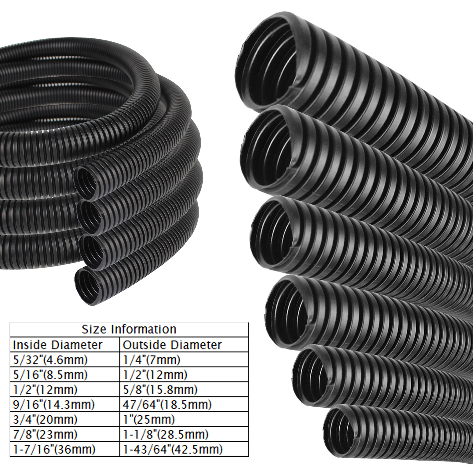 1/2",3/4" ,1" Polyethylene Flexible Split Loom Tubing Harness Wrap Cable Lot