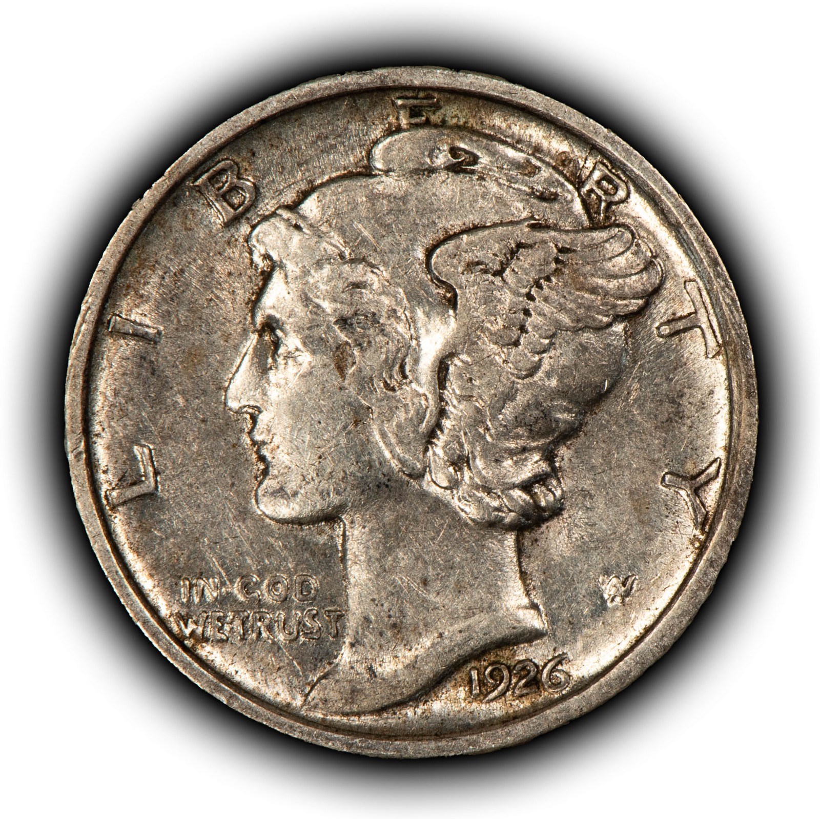 1926-D 10c Mercury Silver Dime - AU Semi Key Date - SKU-Y6789