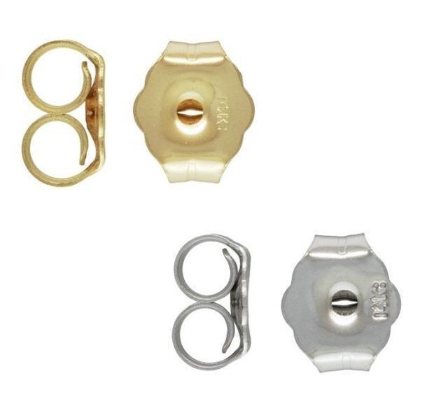 2 pcs Heavy Duty 14K White Gold or Yellow Gold Earring Backing (Earnut)
