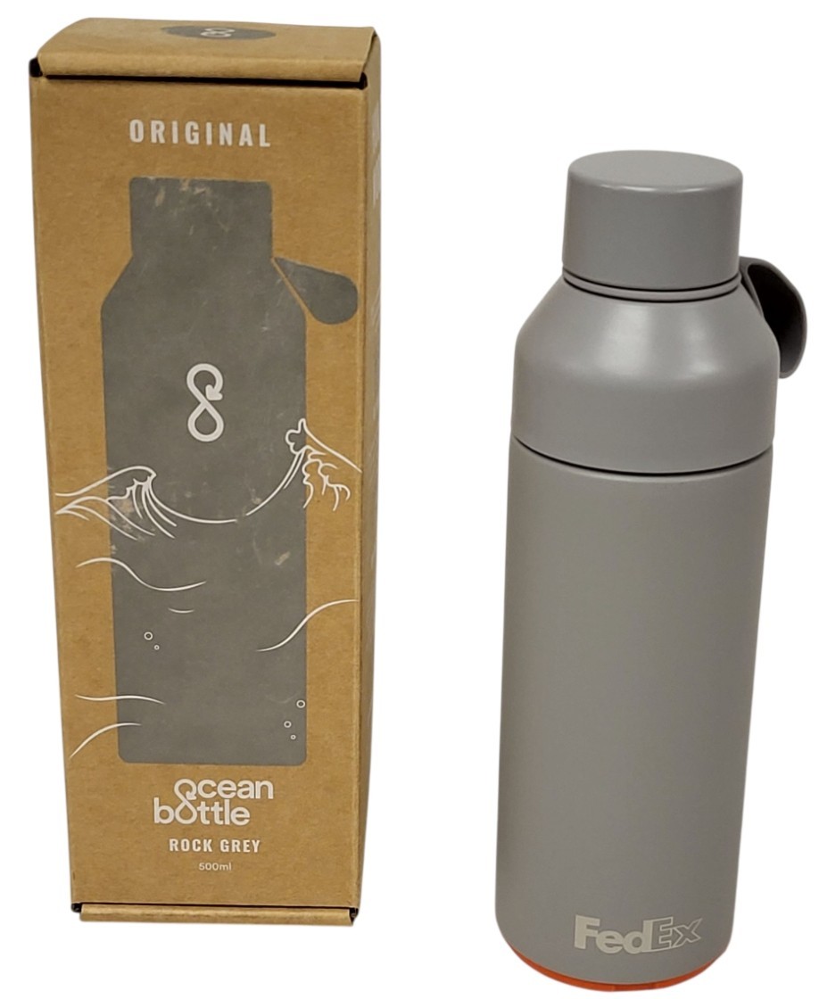 NEW Ocean Bottle 16.9oz Rock Grey FedEx Vacuum Insulated SS Water Bottle