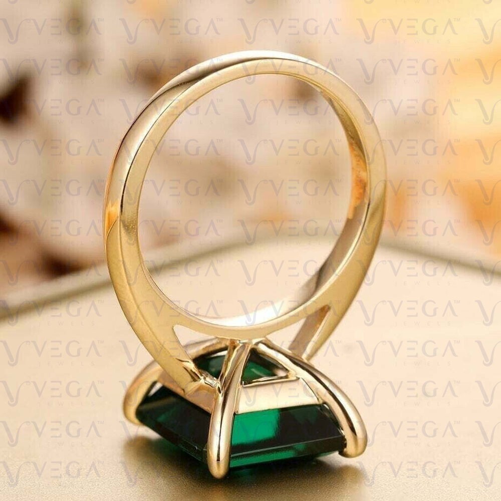 6.00Ct Emerald Natural Emerald & Diamond 100% 14k SOLID Yellow Gold Wedding Ring