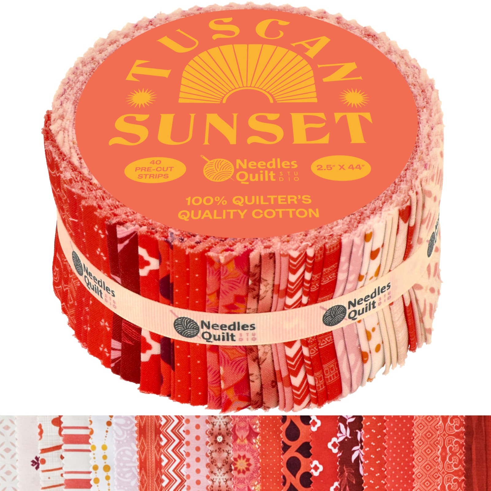 Jelly Roll Fabric Strips for Quilting - 40 Pcs, 2.5"x44" Cotton Tuscan Sunset
