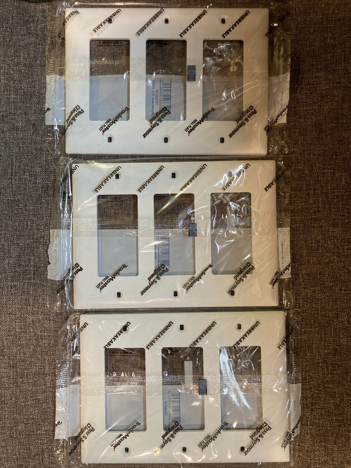 Pass & Seymour Nylon Wall Plate 3 Gang Decora White TP263W -3 pcs- "Unbreakable"