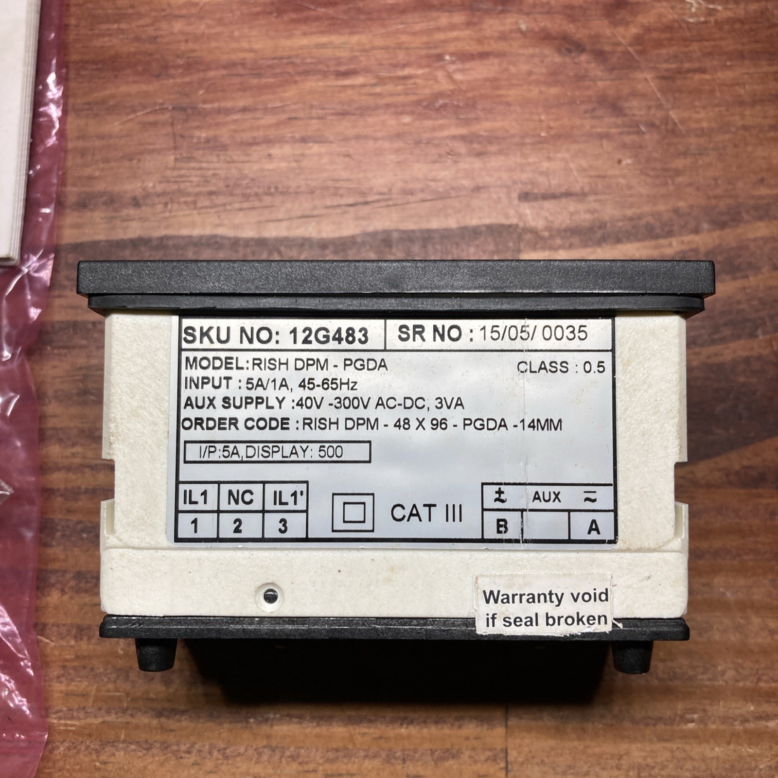NIB RISH 1 Phase Programmable Digital Panel Meter 12G483 RISH DPM-PGDA