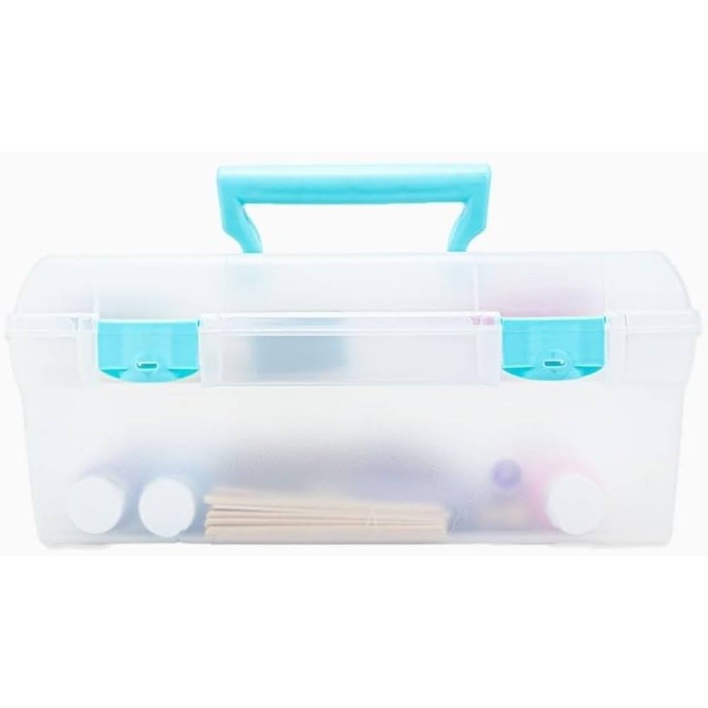 Portable Art & Craft Organizer with Lift-Out Tray Handle and Storage Box Clear