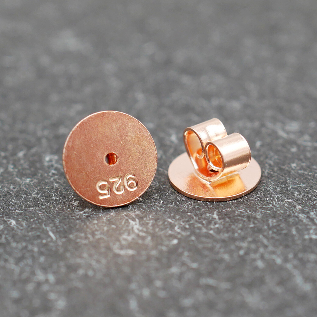 925 Sterling Silver Stud Post Earring Backs Disc Support Rose Gold Tone A4494
