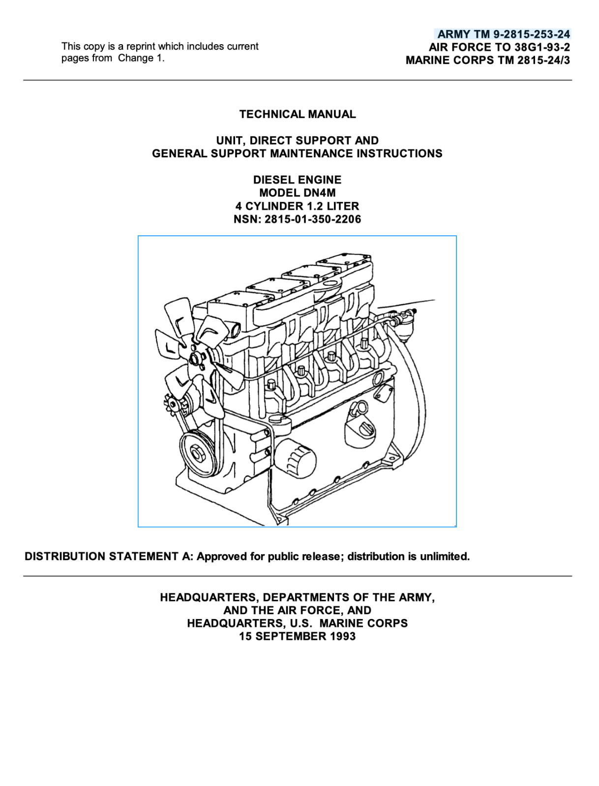 114 page TM 9-2815-253-24 DN4M ONAN DIESEL ENGINE MEP-803A Manual on Data CD