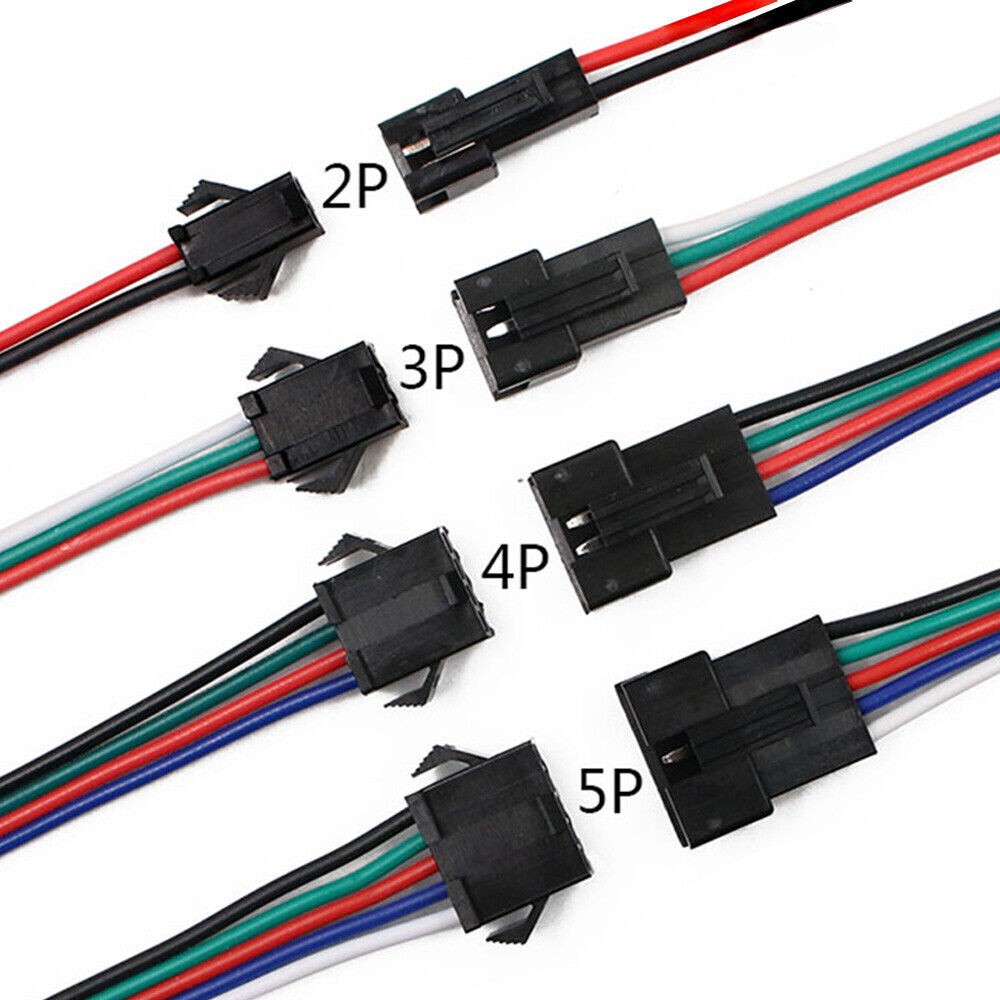 2pin 3pin 4pin 5pin Male Female Extension 22AWG LED Strip JST SM Plug Connector