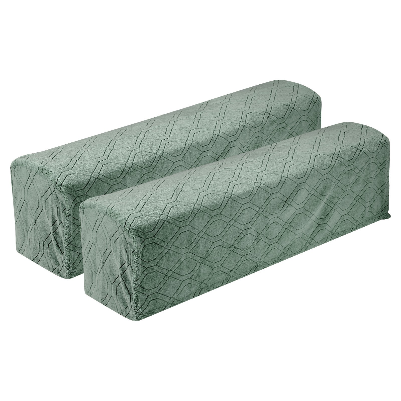 2Pcs Diamond Pattern Stretch Armrest Covers, Armchair Slipcovers, Green