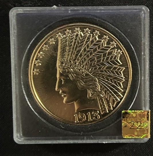 America Coin Treasure $10 Indian Head 24kt Gold 1913 1/100 Limited Hologram