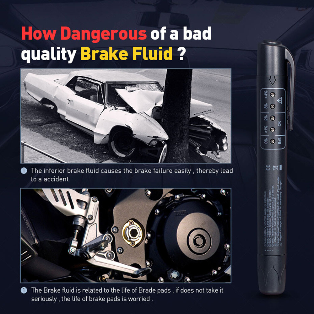 Brake Fluid Tester Pen Oil Testing Moisture Diagnostic Tool For DOT3 DOT4 DOT5