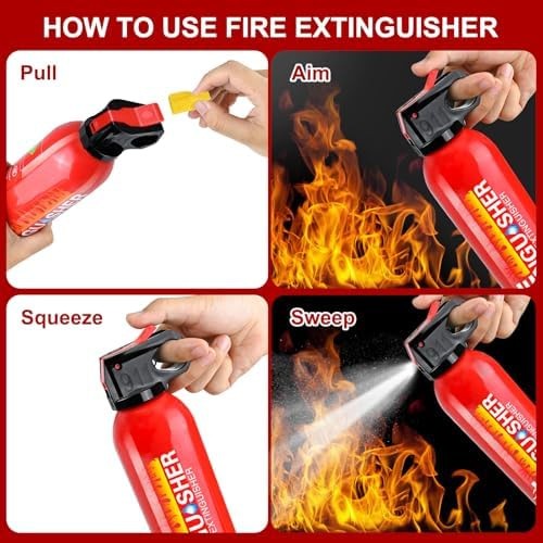 2 Pack Water-Based Fire Extinguishers Class A B C K With Wall Mount | Compact...