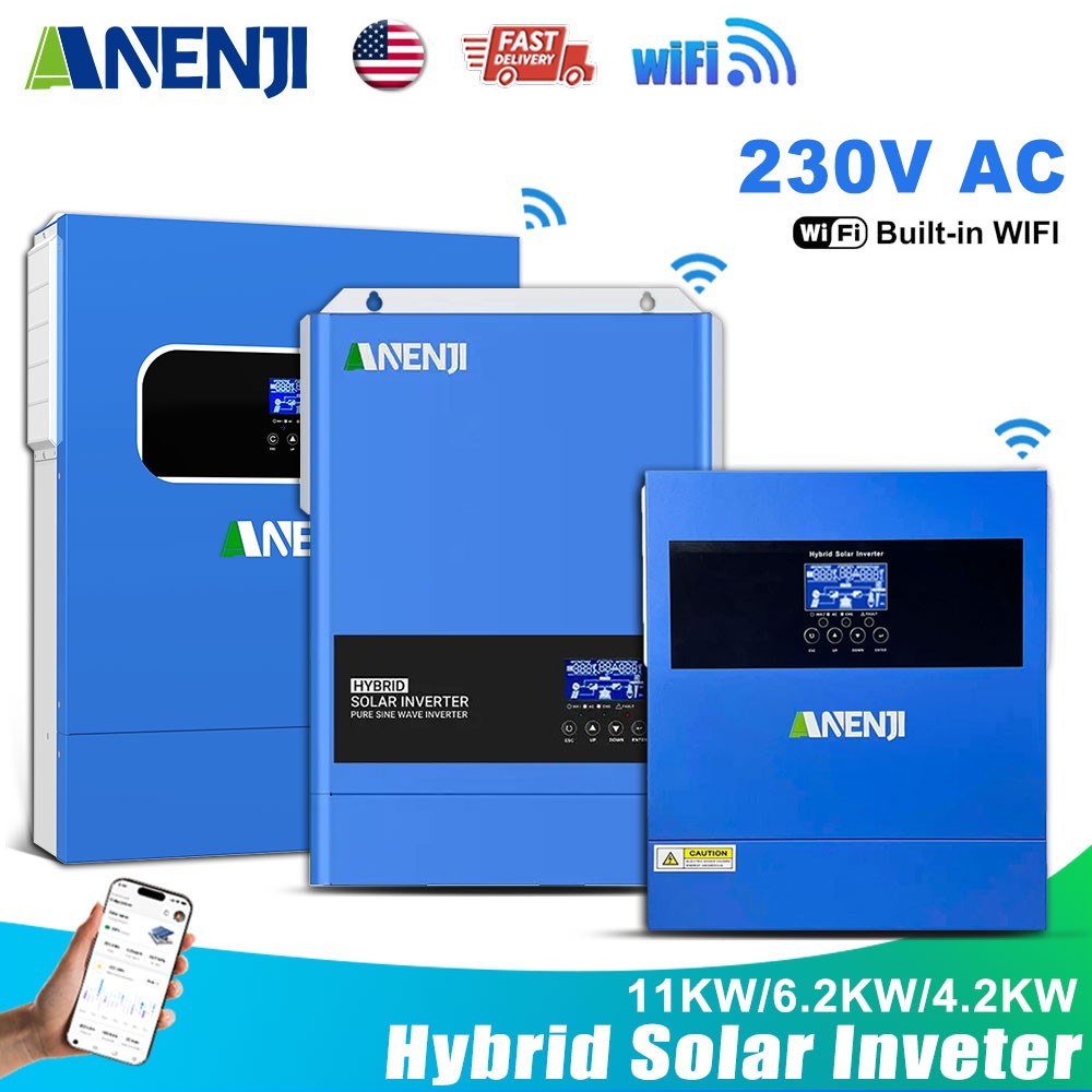 11KW 6.2KW 48V Hybrid Solar Inverter 230V 4000W 24V 100A MPPT Charger Wifi